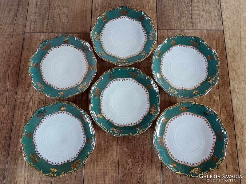 Zsolnay Zöld Pompadour mintás 6 darab leveses csésze