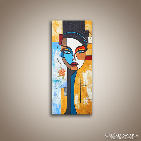 Edit voros: ton regard - modern cubist painting