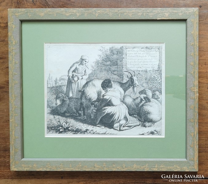 Francesco Londonio (1723-1783): shepherd scene. Dated: 1763. Rare!