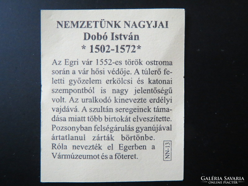 Nemzetünk nagyjai sorozat Ag.999 színezüst, Dobó István 1502-1572
