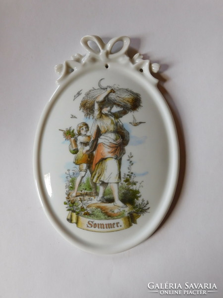 Vintage German porcelain wall decoration - summer