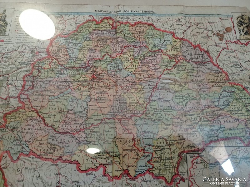 Régi Nagy Magyarország politikai térképe keretezve