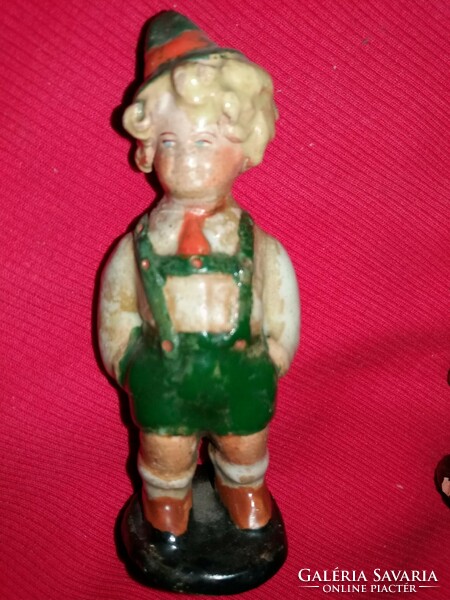 Antique marked Szécs Jolan ceramic figure pair of children in Tyrolean costume together 12 x 4 cm 2.