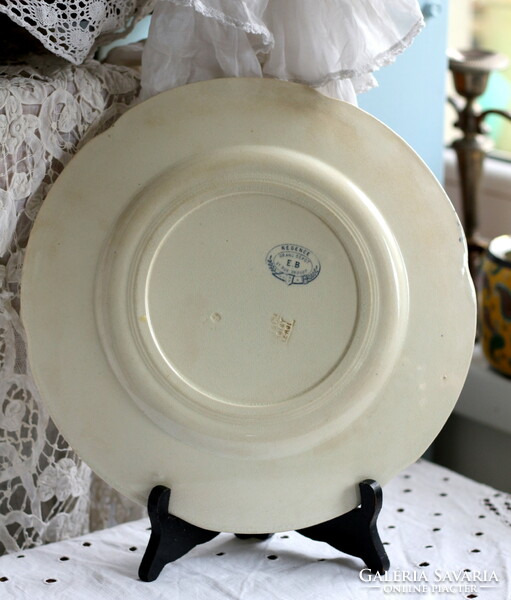 Rarity! Antique French faience hb & cie choisy-le-roy beautiful rare flat plate large size