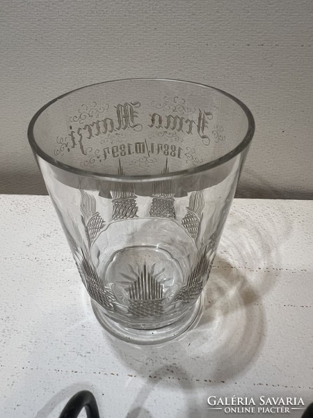 Biedermeier üveg pohár, gyönyörű állapotban, 10 cm-es magasságú. 4504
