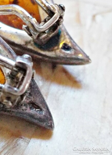 925 silver clip with amber