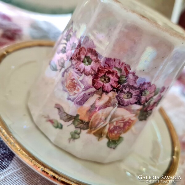 Ritka Zsolnay antik fajansz rózsás-virágos csésze