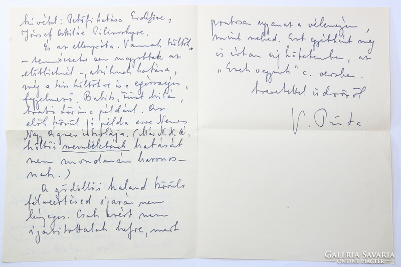 Manuscript - the autograph letter of the poet István Vas - his thoughts on poetry - very interesting content!!
