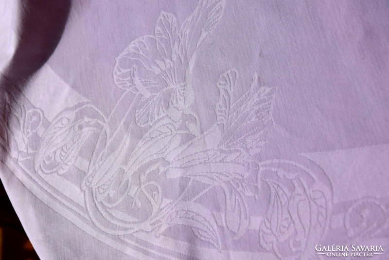Ritka ovális Hatalmas Ünnepi Nagy damaszt asztalterítő terítő abrosz virág minta 210 x 147