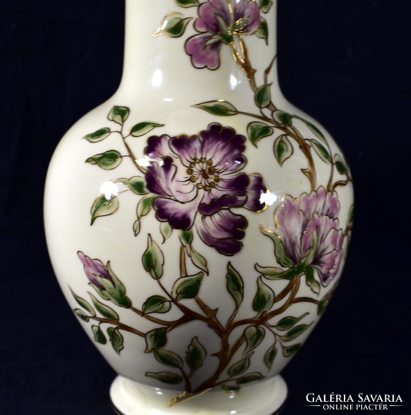 Large Zsolnay lilac flower marked jubilee vase!