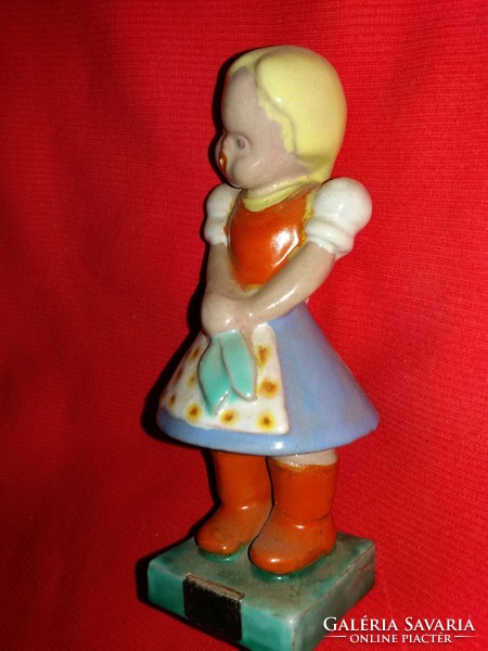 Antique extremely rare hop brothers ceramic figurine of a woman with a blue scarf 16 x 8 cm
