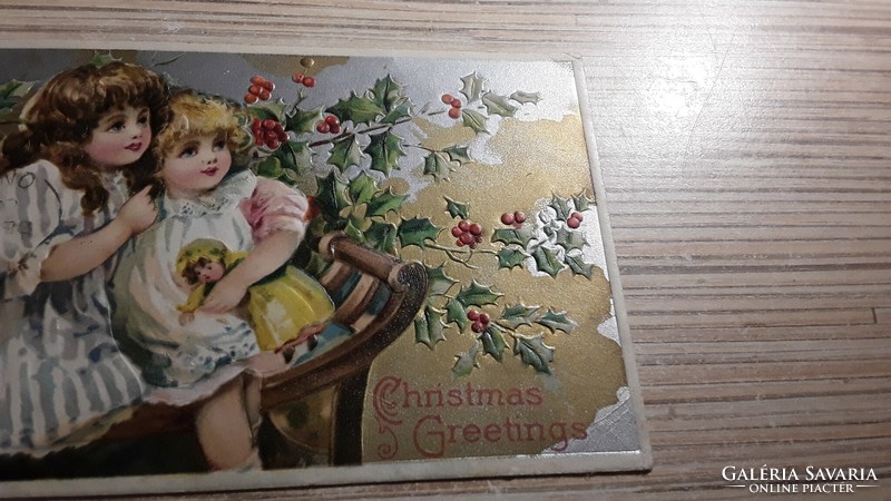 Antique embossed greeting postcard.