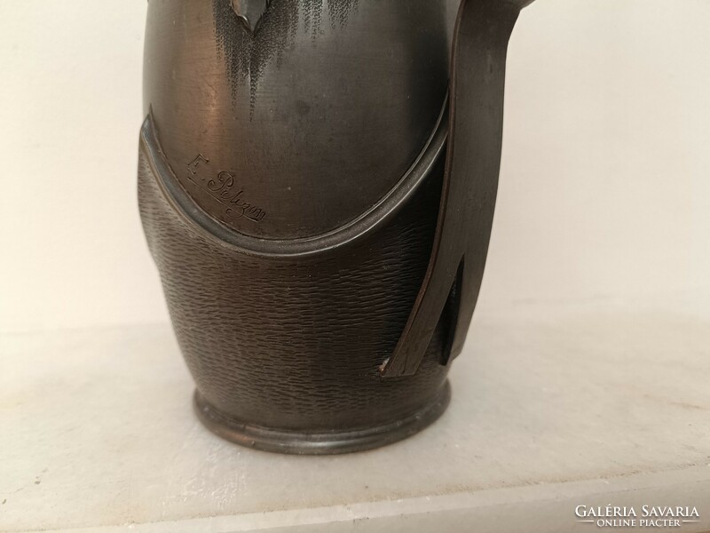 Antique art nouveau tin jug with designed signature 216 8454