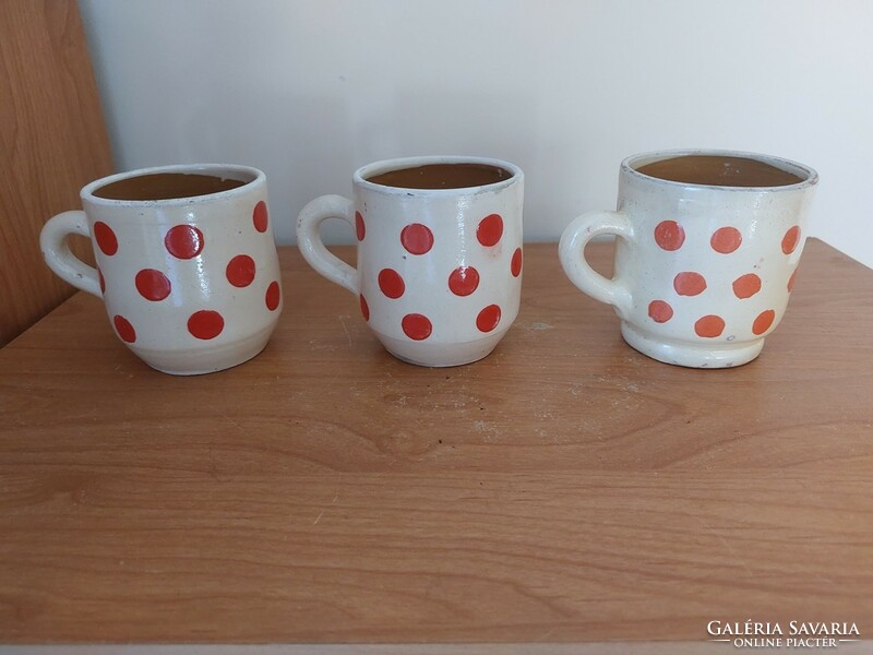 3 rare old corundum polka dot mugs by imre máthé