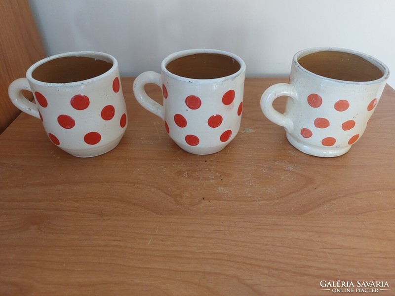 3 rare old corundum polka dot mugs by imre máthé