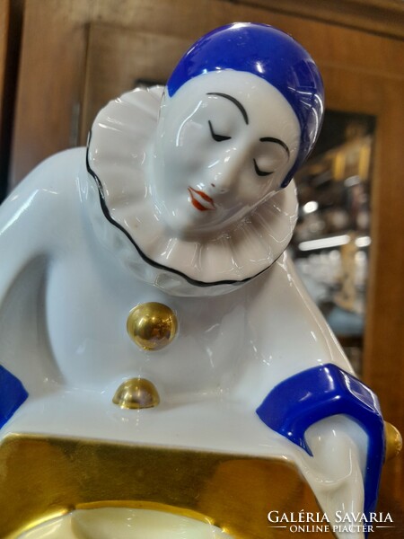 French limoges art deco clown figure porcelain lamp. 20 Cm.