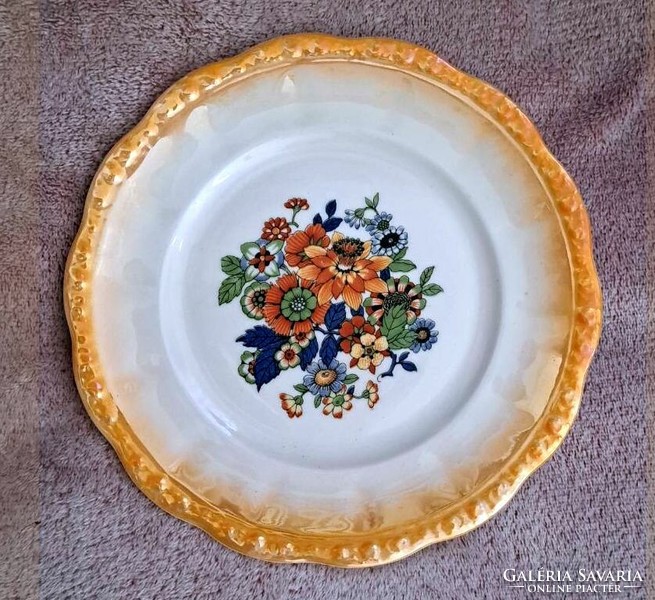 Antique Zsolnay flower pattern dessert plate. 5 Pcs.