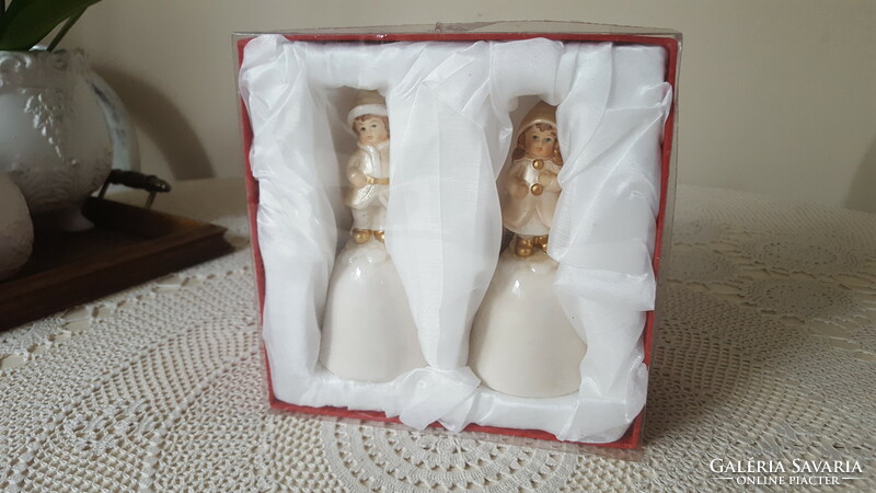 Old English style porcelain bell with a child's figure, in its box