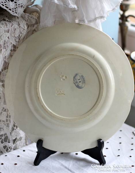 Rarity! Antique French faience hb & cie choisy-le-roy beautiful rare flat plate large size