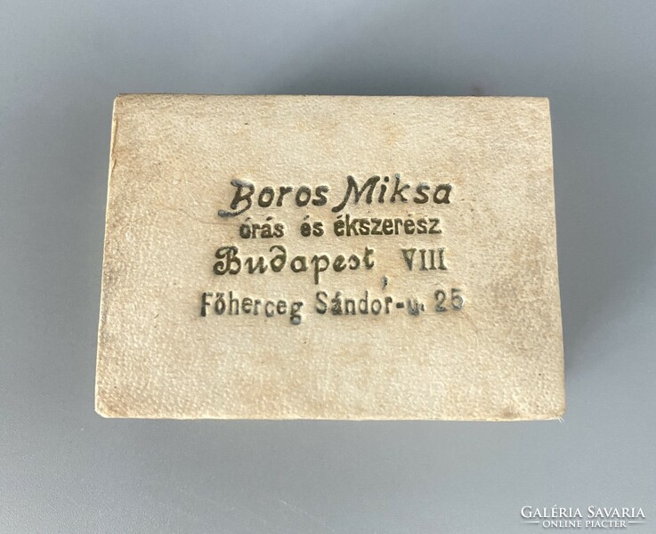 Boros Miksa órás ékszerész pici fehér papírdoboz c1900-10