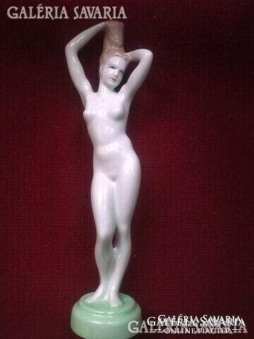 Aquincum porcelain nude lady statue hair alignment very beautiful rare special piece collection d