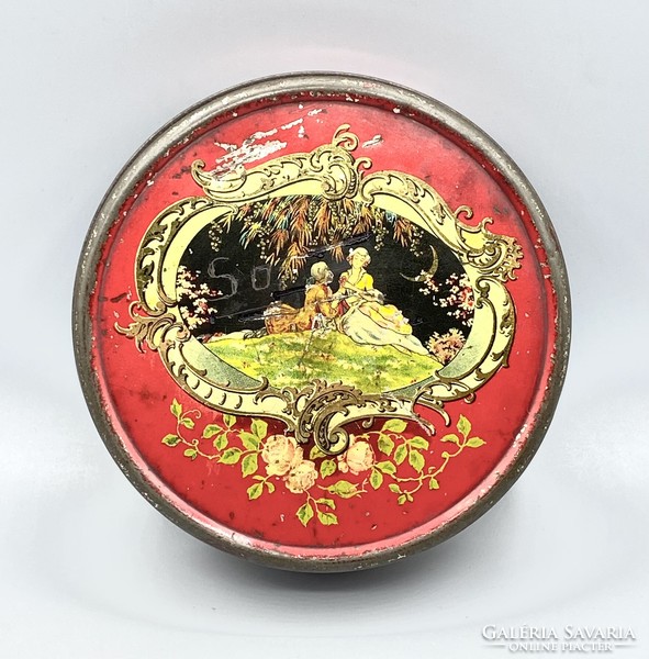 Old round Weiss Manfred Globus candied fruit metal box 1930