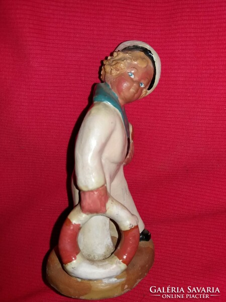 Antik Szécsi Jolán kerámia figura Mokány matróz legényke mentőövvel 14 X 5 cm
