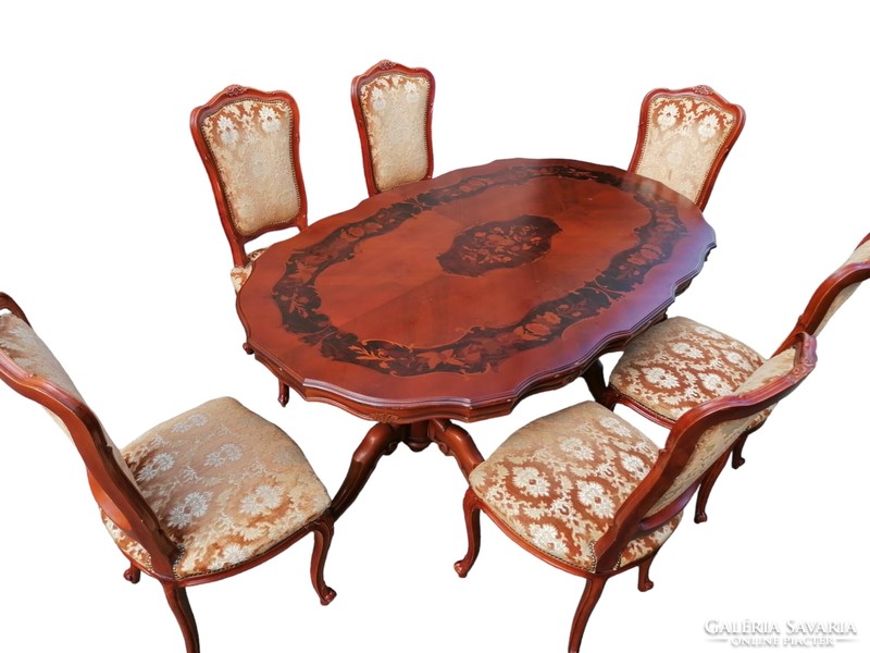 Inlaid baroque dining set