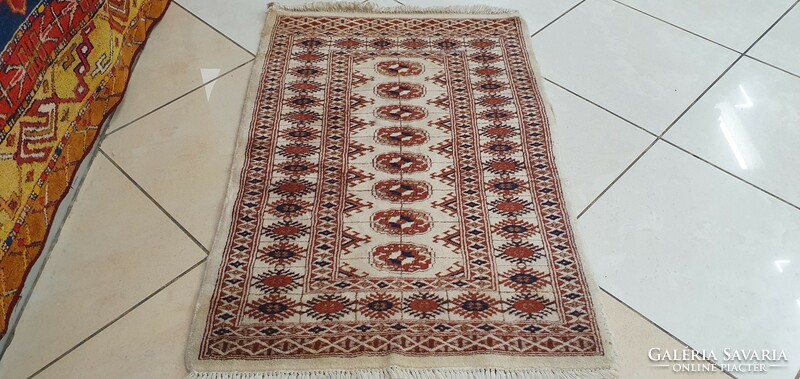 3285 Pakistani Turkmen Hand Knotted Woolen Persian Carpet 65x100cm Free Courier