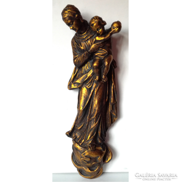 Bronzírozott, Mária a gyermek Jézussal kerámia szobor