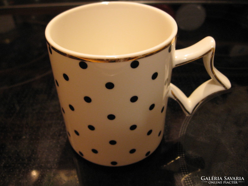 Depot gilded ceramic polka dot mug with star handle
