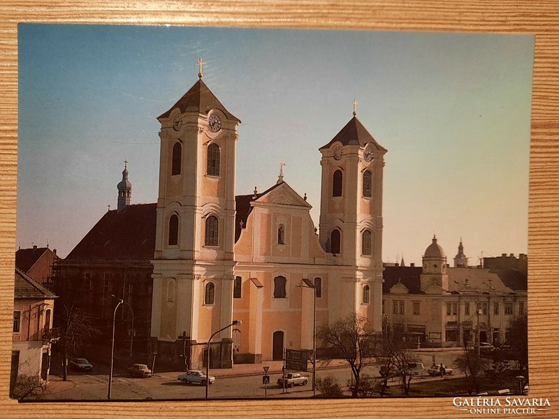 Gyöngyös St. Bertalan Church - retro postcard - post office