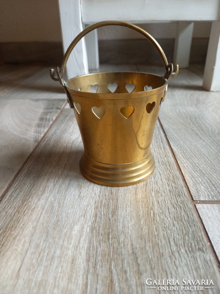 Old pierced copper ice cube holder bucket (12.5x10.5 cm)