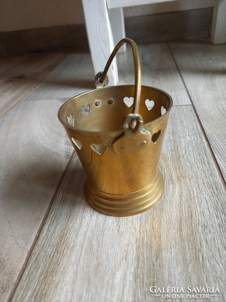 Old pierced copper ice cube holder bucket (12.5x10.5 cm)