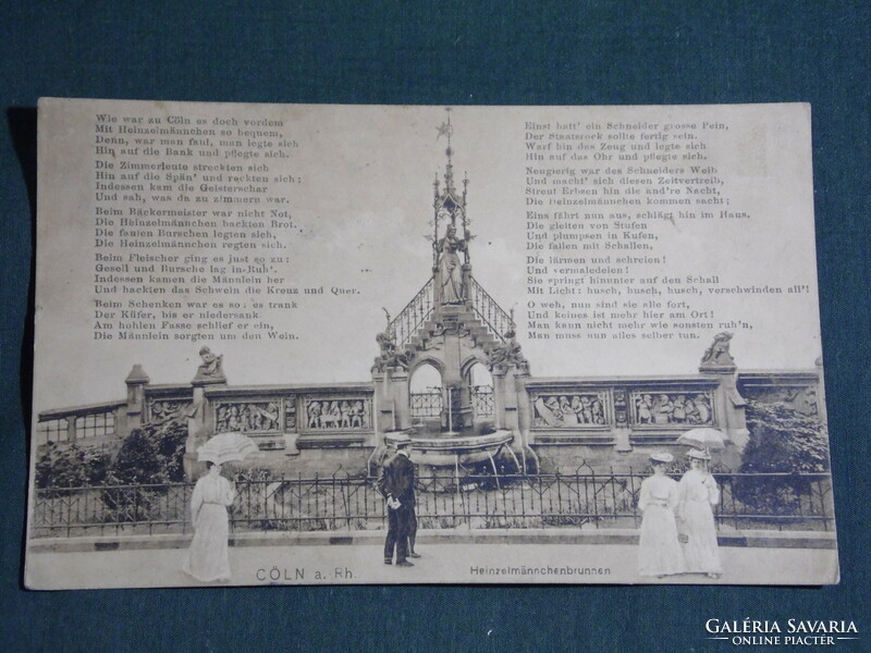 Képeslap,Postcard,Germany, Cöln a. Rh. Heinzelmännchenbrunnen, szökőkút részlet,1910-20