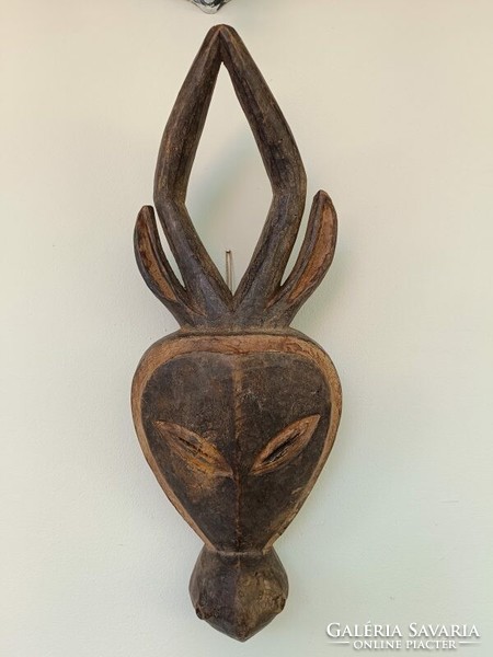 Antique African antelope mask Kwele ethnic group grain African mask 589 drum 58 8647