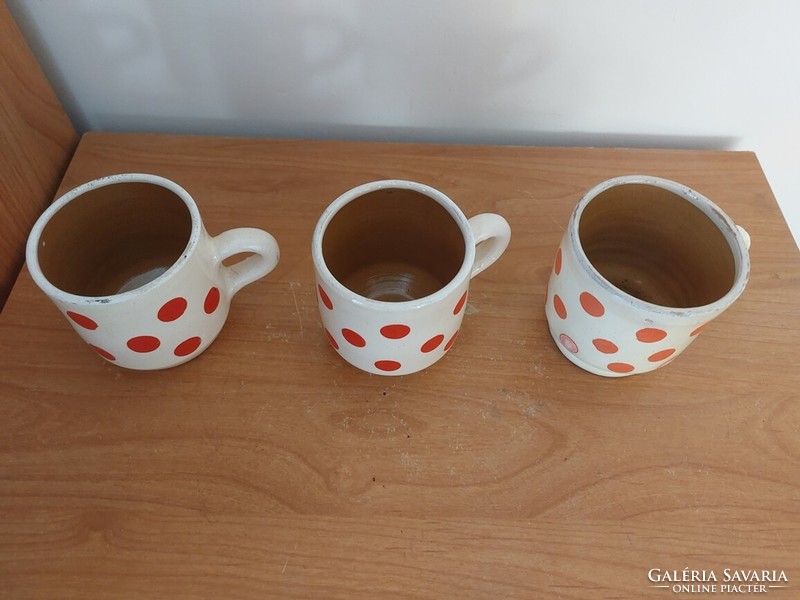 3 rare old corundum polka dot mugs by imre máthé