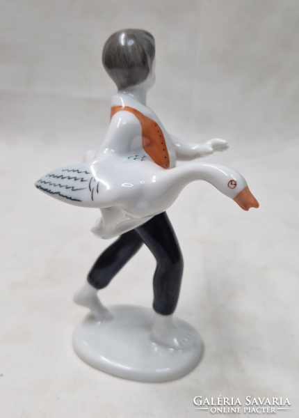 Hollóházi Libás fiú porcelán figura hibátlan állapotban 13 cm
