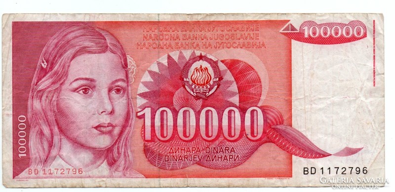 100.000   Dinár   1989    Jugoszlávia
