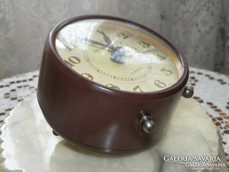 Sevani very old renovated alarm clock looking beautiful 4 stone copper textured clock brown