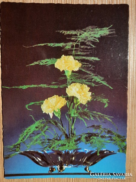 Flowers - retro postcard - postage clean