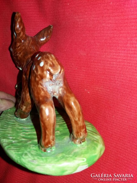 Antique Hungarian ceramic figurine Izsépy Margit: Bambi with a rabbit 11 x 15 cm