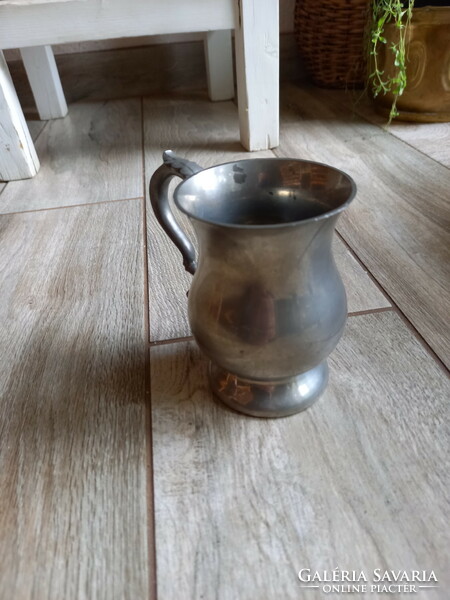 Nice old pewter cup with ears (10.2x10.5x7.5 cm)