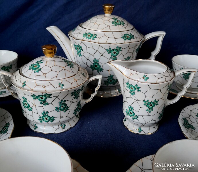 Dt/399 – 6-person Zsolnay elf-eared tea set with Orbán Gizi decoration