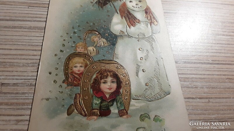 Antique embossed greeting postcard.