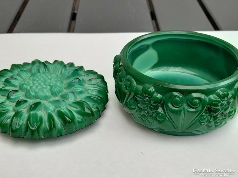 A fabulous flawless malachite glass jewelry holder