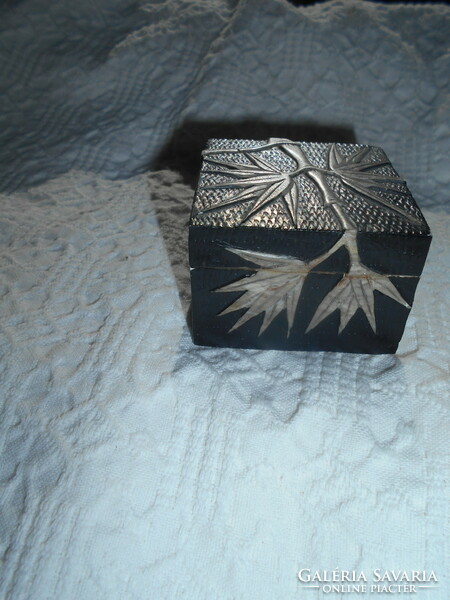 Jewelry box made of pumice stone-- with decoration running from one side to the other