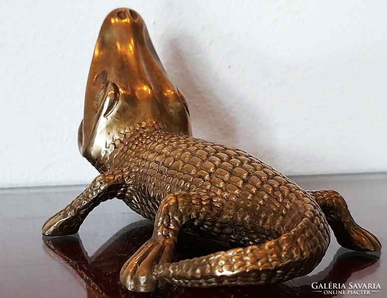 Old copper crocodile figurine