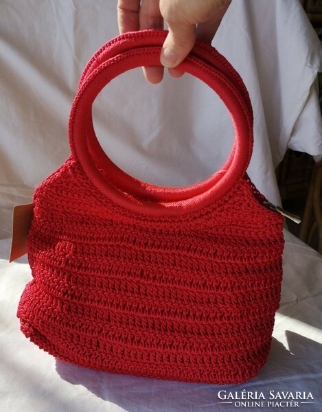 New! Herman crocheted, red bag 30 cm