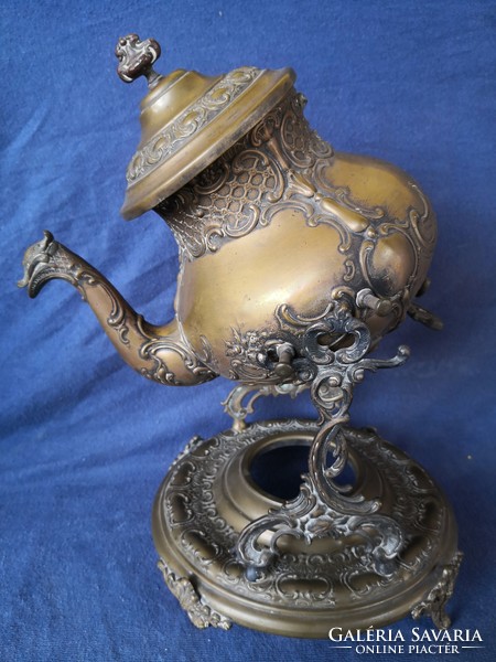 Dt/397 – a curiosity!! Antique argentor baroque brass teapot with stand